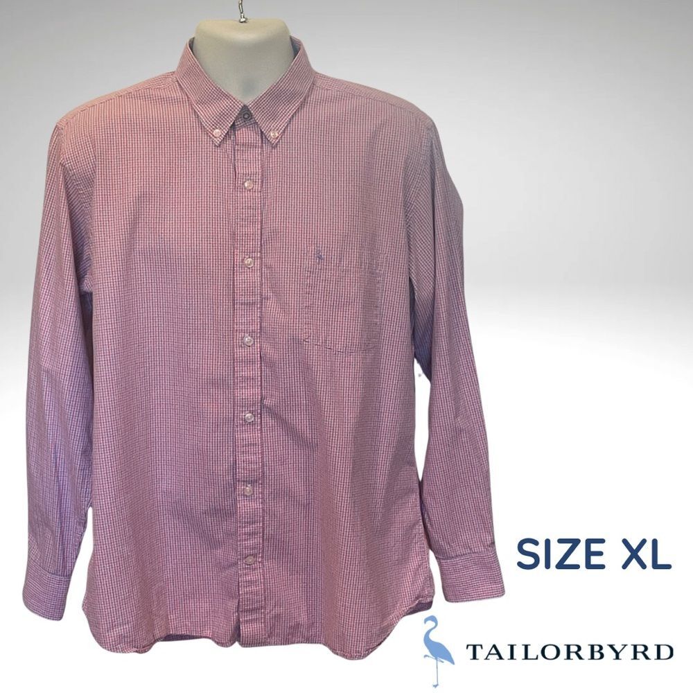 TailorByrd Men's Red/Blue Checkered Shirt - XL